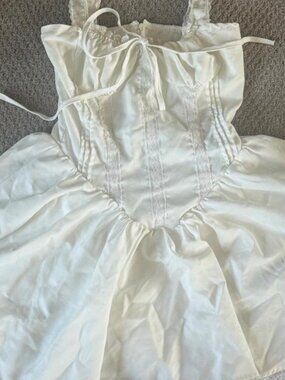 Women's White and Cream Dress